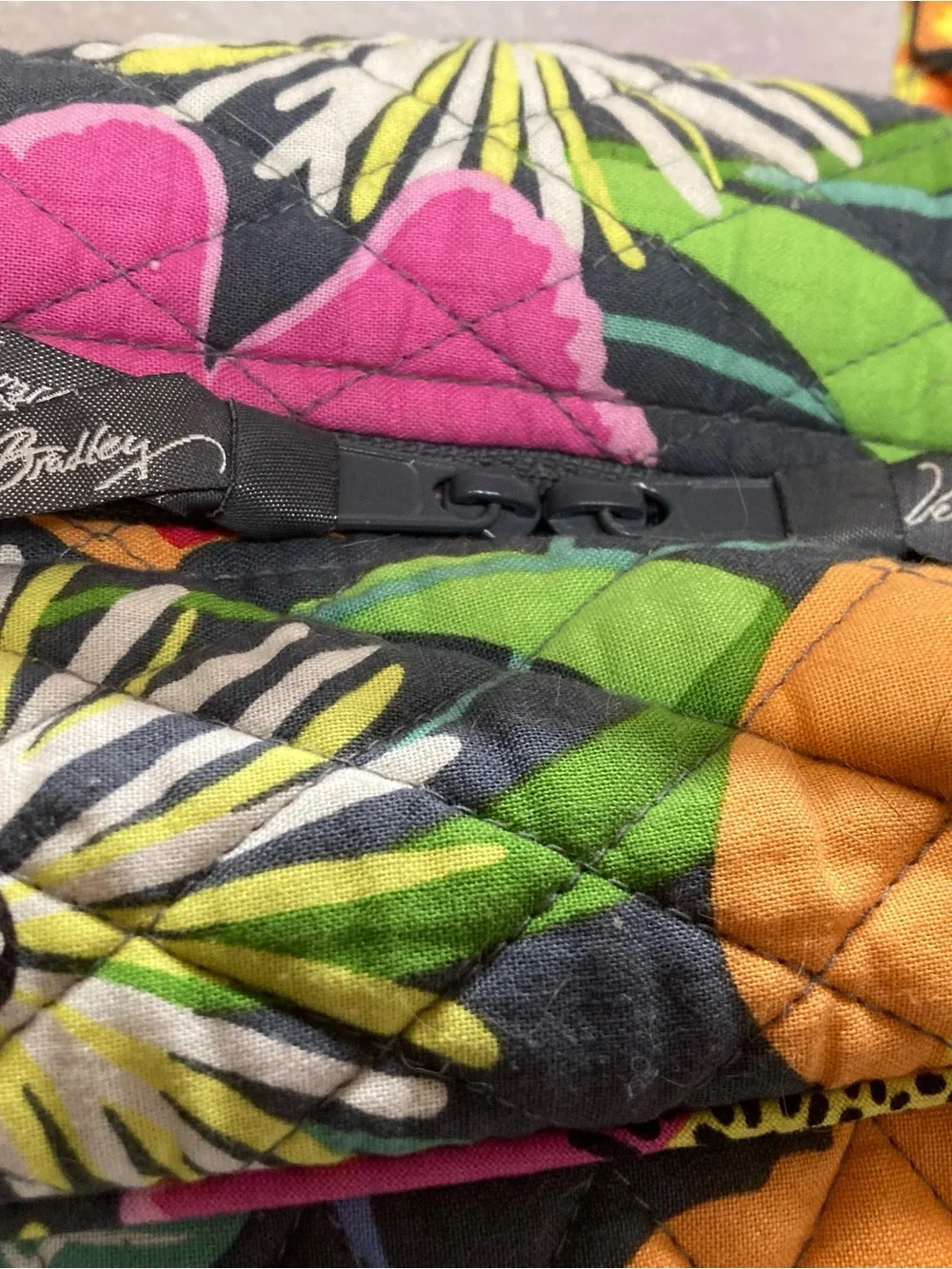 Vera Bradley Quilted Tote in Gray with Pink, Yellow & Green Floral Print